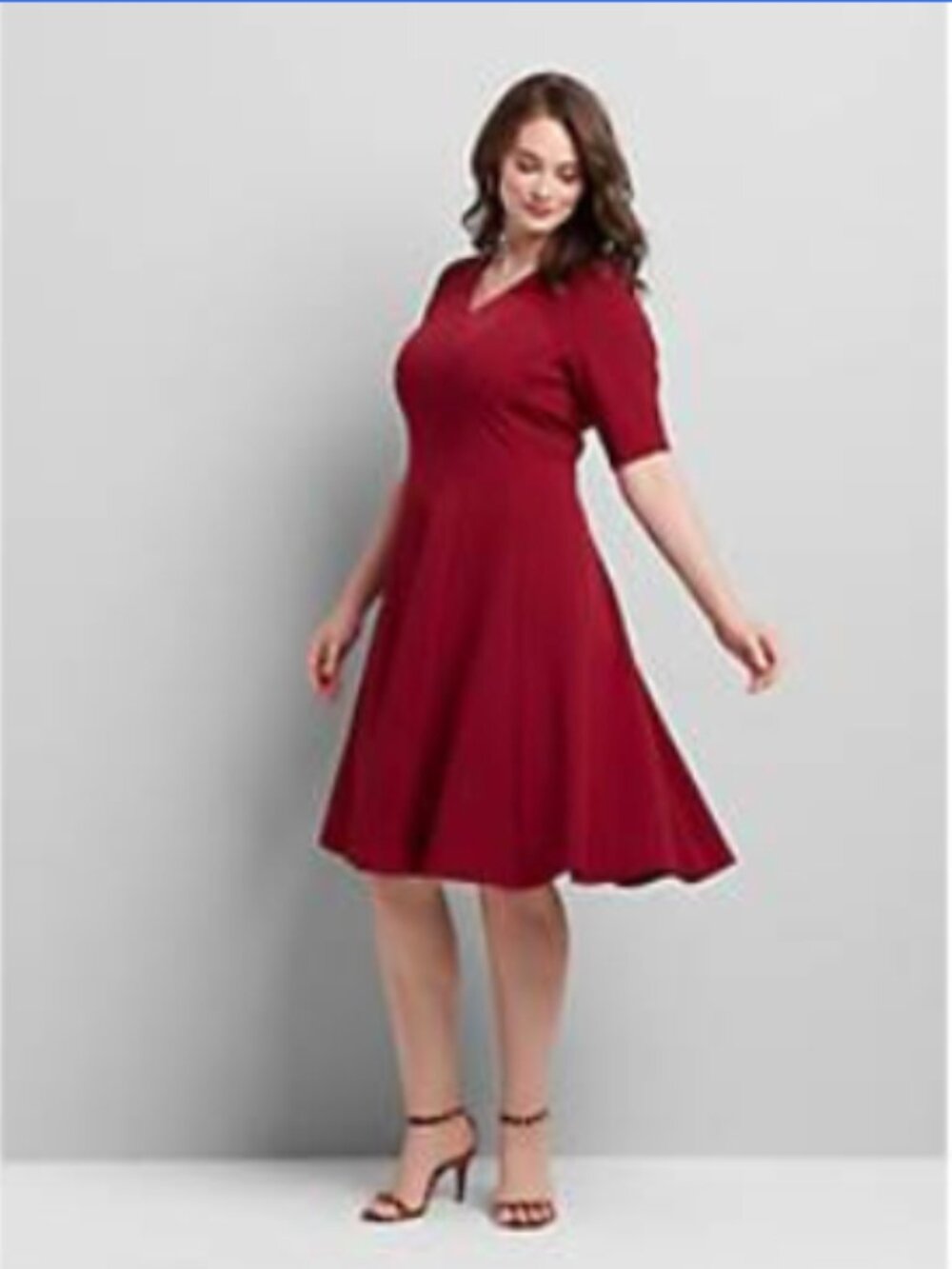Lane Bryant burgundy fit and flare dress